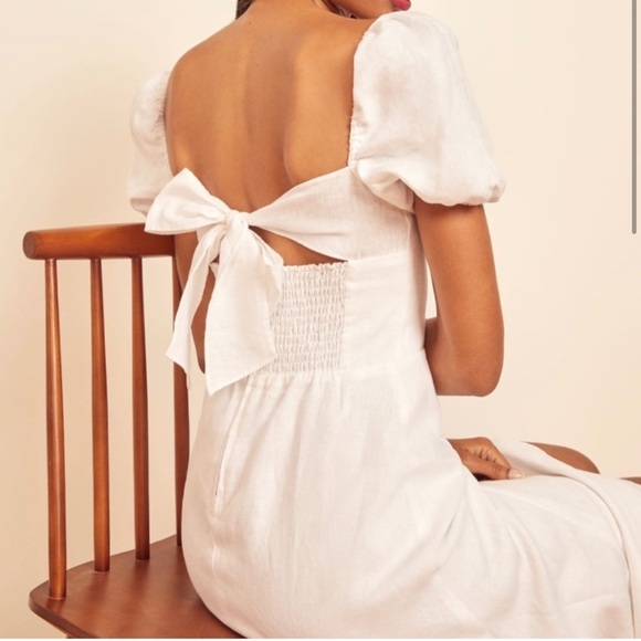 NWT Reformation Denver Linen Dress White - Picture 2 of 7